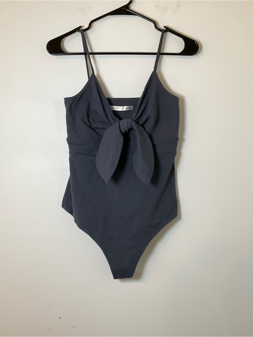 Susana Monaco Gray Tie Front Bodysuit Medium